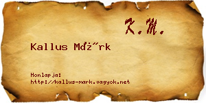 Kallus Márk névjegykártya